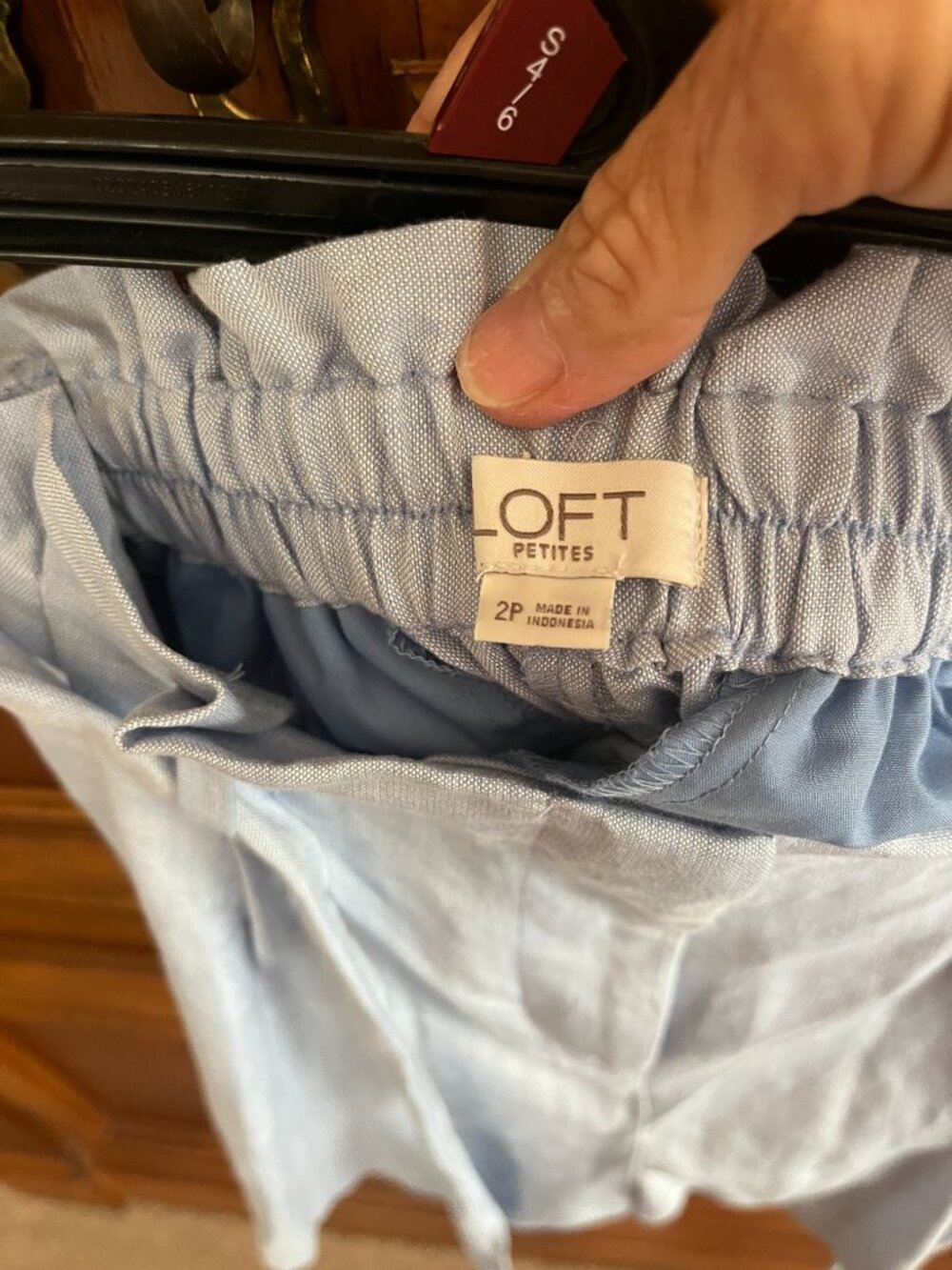 LOFT Petites Linen Paperbag Waist Shorts Light Blue 2P - Picture 3 of 3